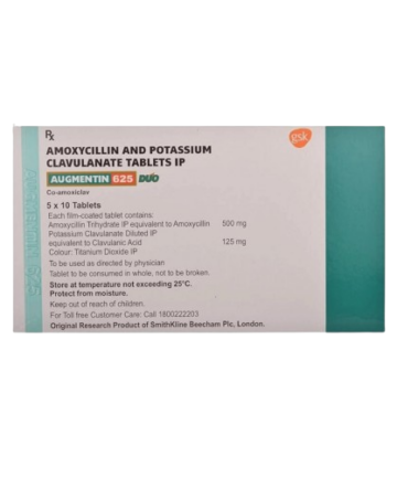 Augmentin 625mg Duo (Amoxycillin & Potassium Clavulanate) Tablets